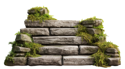 Stone steps surrounded by lush greenery, cut out