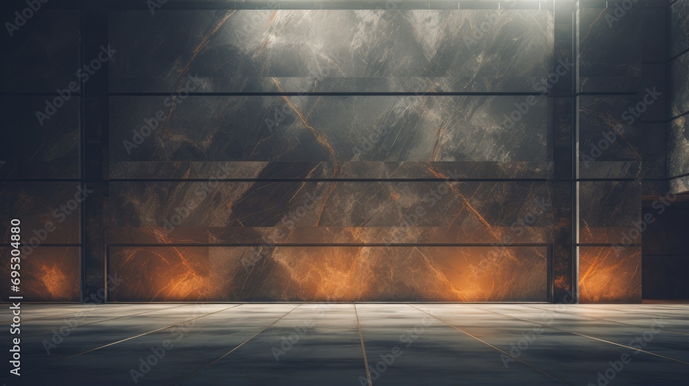 Poster an empty room with a large window and a wall. generative ai.