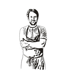 vector black and white chef PNG
