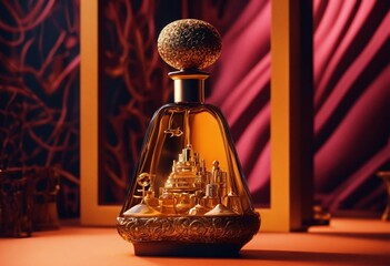 3D abstract modeling clay perfume bottle masculine symbols. wild, skin immersive- experience. gentleman intimate room inspiration.