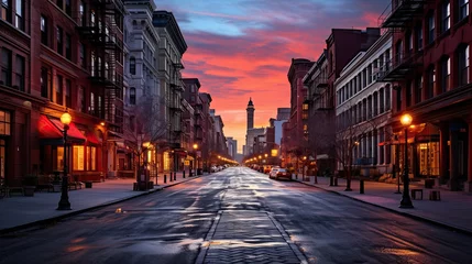 Photo sur Plexiglas Etats Unis Empty street at sunset time in SoHo district