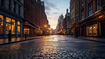 Schapenvacht deken met patroon Manhattan Empty street at sunset time in SoHo district
