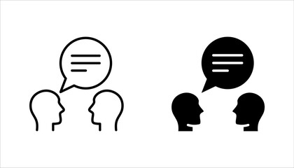 Speaking icon set. Talk person sign or symbol, Voice command, speech icon for interact, vector illustration on white background.