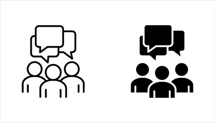 people talking icon set, bubble, speak, business group, vector illustration on white background