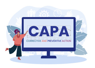 CAPA - Corrective and preventive action acronym. business concept background. vector illustration concept with keywords and icons. lettering illustration with icons for web banner, flyer