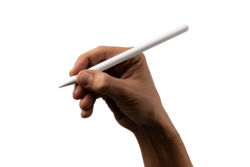 Black male hand holding smart pencil, Sign, signature concept. Isolated