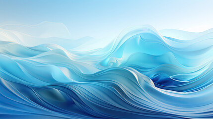 Abstract blue waves on a white background painting suitable for ocean-themed designs, coastal decor, textile prints, and digital backgrounds. Capturing the calming essence of the sea. - obrazy, fototapety, plakaty