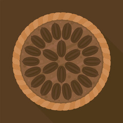 Pecan pie with Brown background Vector illustration