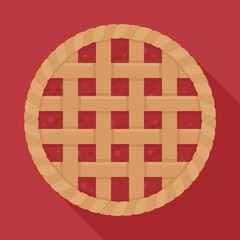 Red pie on red background vector illustration