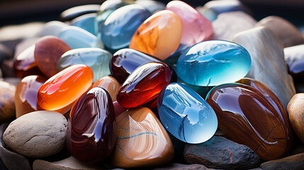 Colorful matted glass stones from sea - obrazy, fototapety, plakaty