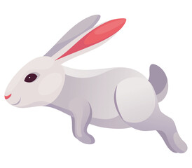 Rabbit animation icon. Bunny jump or running motion element for 2d game. Speed run hare animal, sprite sheet move. Vector illustration isolated on white background