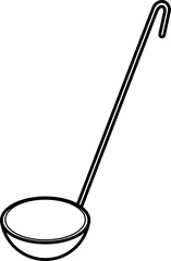Soup Ladle Kitchen Utensils Drawing Doodle Vector Illustration