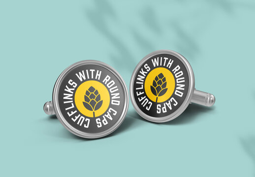 Two Cufflinks with Round Caps Mockup