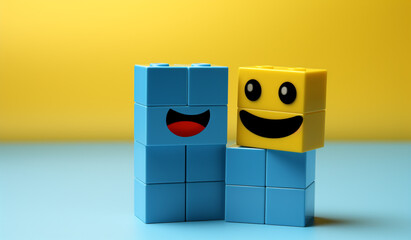 minimal lego block images, light blue background, free wallpapers created with Generative Ai - obrazy, fototapety, plakaty