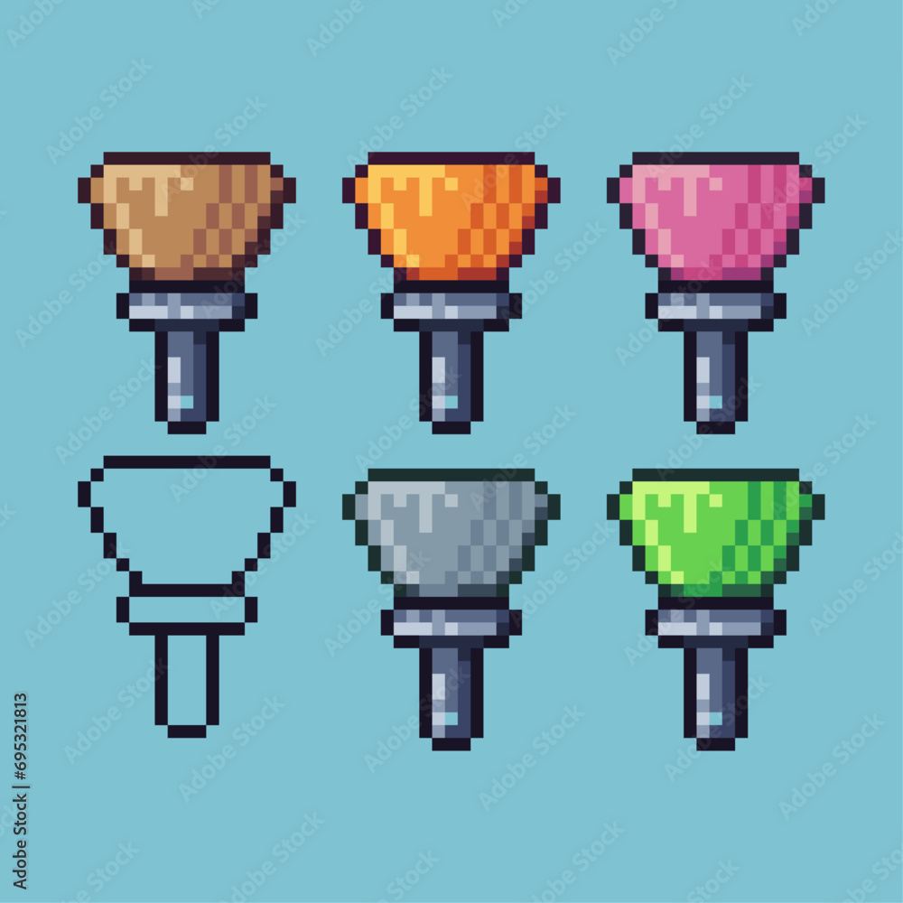 Fototapete pixel art sets of drawing brush icon with variation color item asset. drawing brush icon on pixelate