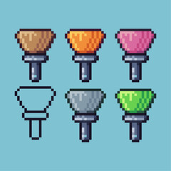 Pixel art sets of drawing brush icon with variation color item asset. Drawing brush icon on pixelated style. 8bits perfect for game asset or design asset element for your game design asset