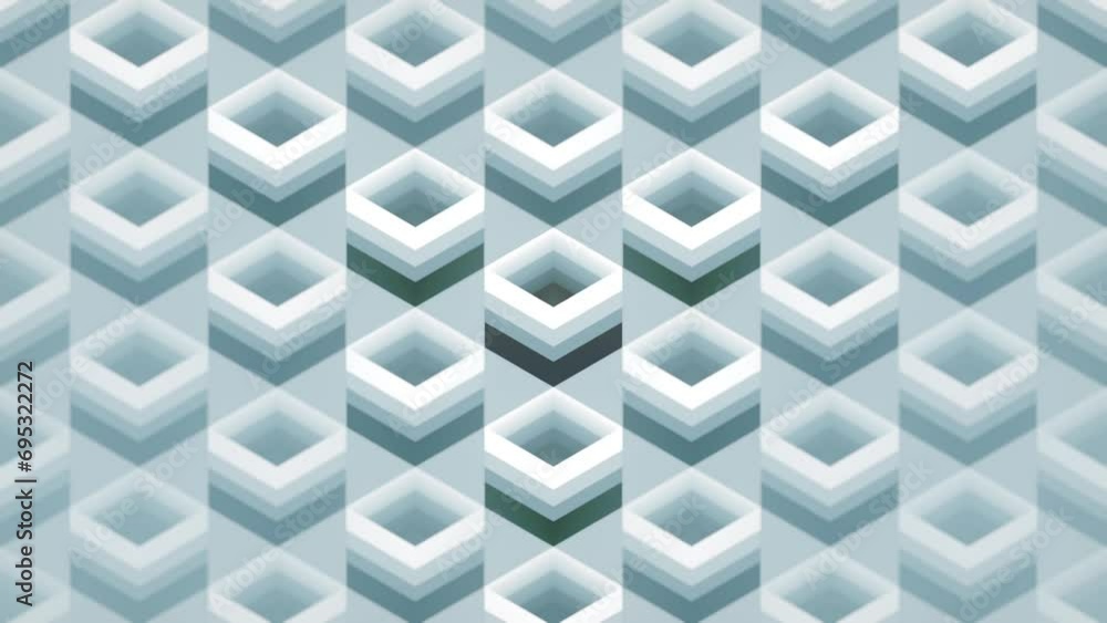 Poster Abstract seamless loop animation of a group of squares. 3d rendering 4K