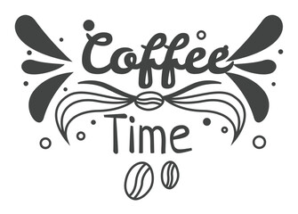 Fototapeta premium Coffee cups lettering. Phrase about Coffee to go. Typography quote design. Calligraphy style Hot drinks shop promotion