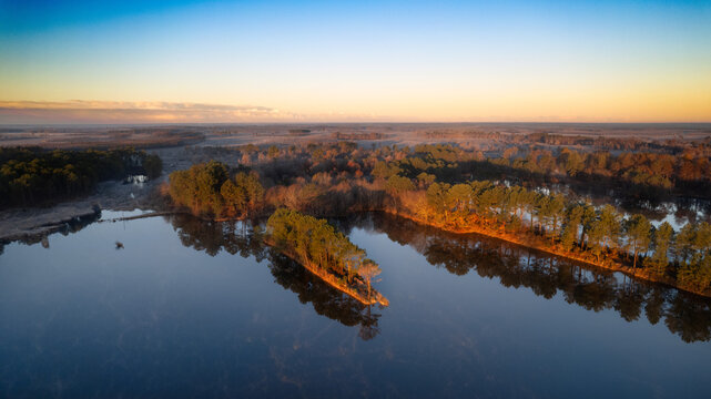 splendid view above Lake Hostens on a winter morning above the mist