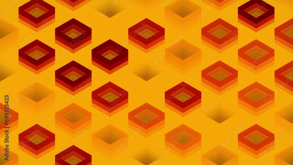 Leinwandbilder bright yellow-orange pattern of squares seamless loop animation. 3d rendering 4k