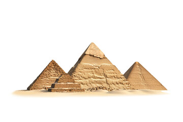 Giza pyramids isolated on white background, 