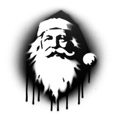 a santa claus in stencil-art style,black and white, generative ai