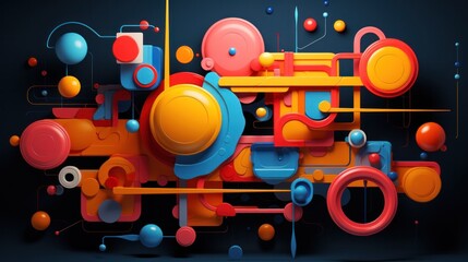 Abstract 3D Shapes in Bright Colors