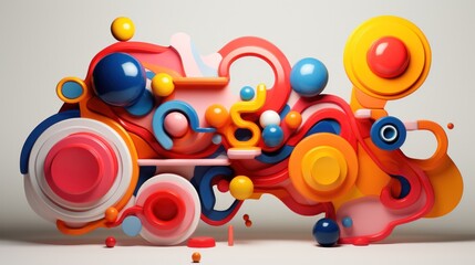 Abstract 3D Shapes with Bright Colors
