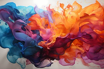 Poster Bold strokes of liquid colors converging, forming an abstract representation of energy and movement ©  ALLAH LOVE