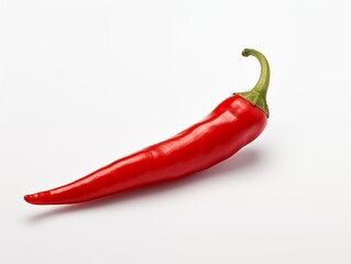 A red chili pepper on a white background