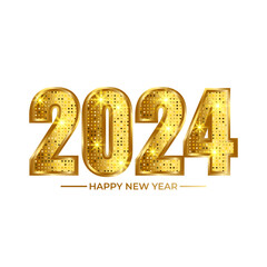 metallic golden 2024 text template for happy new year