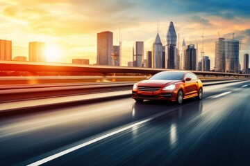 A car driving on a road