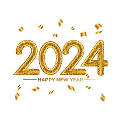 golden glitter 2024 template happy new year