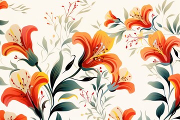 Floral pattern with alstroemeria. Blooming flowers on a light background