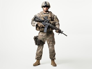 Fototapeta premium Soldier poised in full combat gear
