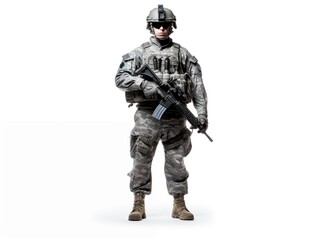 Fototapeta premium Soldier in combat readiness with rifle