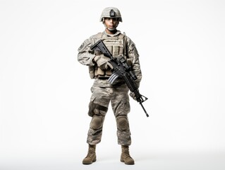 Fototapeta premium Soldier in camouflage gear standing