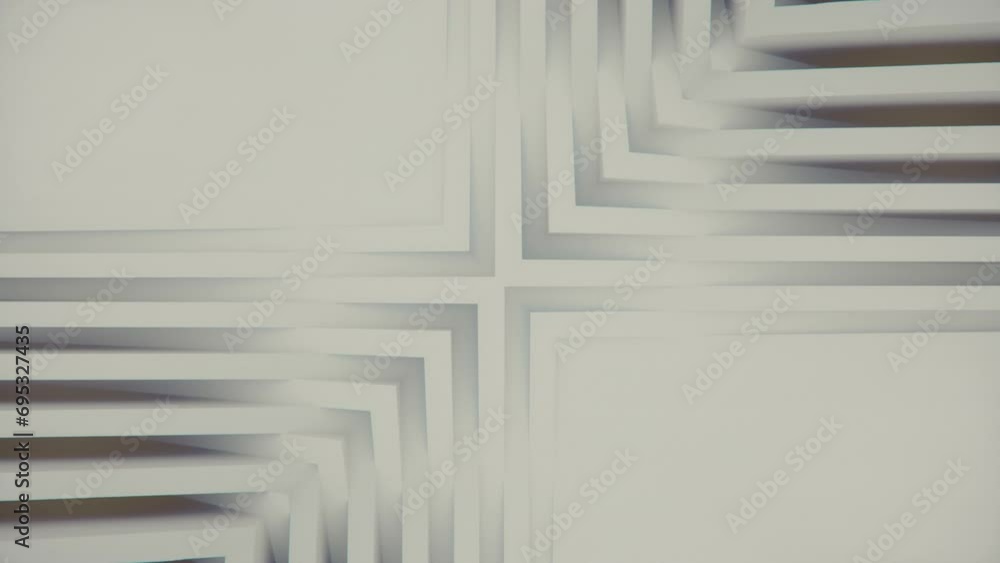 Aufkleber Composition with loop animation of white geometric pattern. 3d rendering 4K