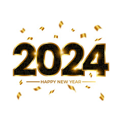 2024 golden black template with confetti