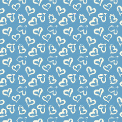 Seamless heart pattern. Hand painted ink brush