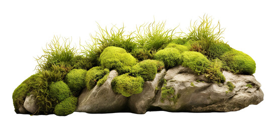 Moss-covered rocks in a natural setting, cut out