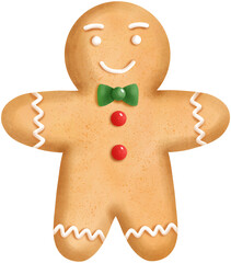 Cute Christmas gingerbread man in watercolor style.
