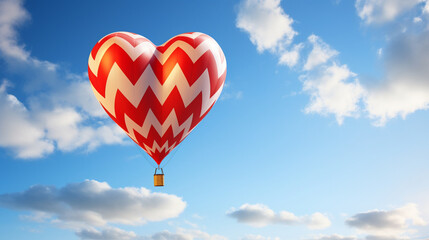A heart-shaped balloon floating against a clear blue sky, Valentines Day
