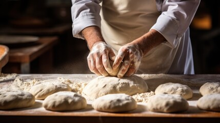 Obraz na płótnie Canvas Artisan Chef hands kneading dough