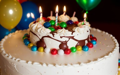 Sweet Celebration Colorful Cake and Joyful Moments at a Children's Birthday Party ai generated