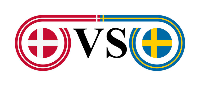 concept between denmark vs sweden. vector illustration isolated on white background