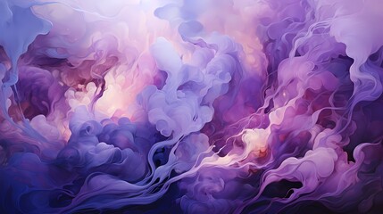 Close-up of ethereal liquid flames in a mesmerizing fusion of amethyst and lavender colors, casting...