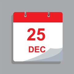 Calendar icon design. Calendar icon with date 25 
December.  Calendar icon symbol vector.