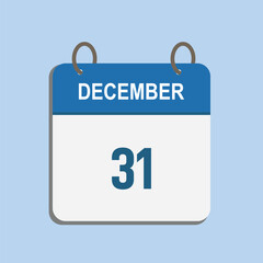 Calendar icon design. Calendar icon with date 31 December.  Calendar icon symbol vector.