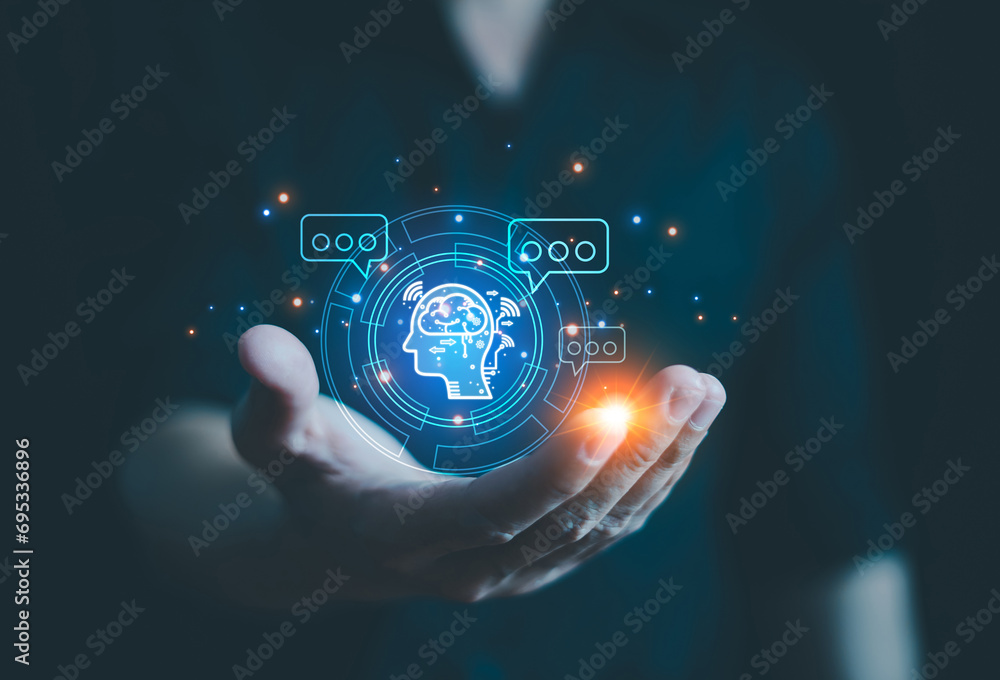 Aufkleber chat ai concept, artificial intelligence, chatbot, business use technology smart robot ai enter comm